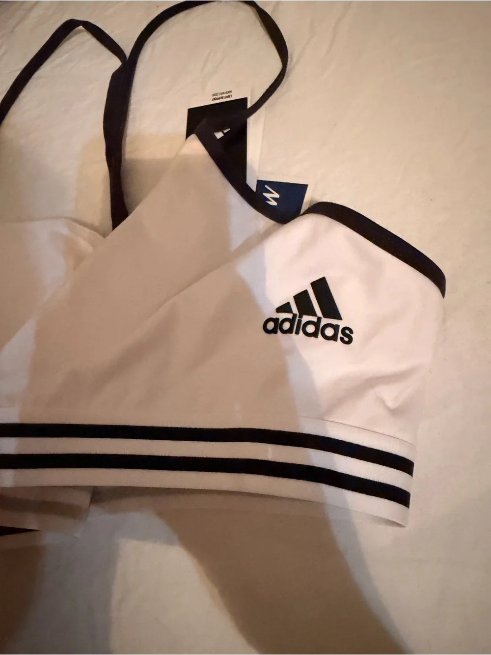 Adidas White Sports Bra with Black Straps X-LARGE